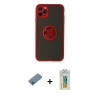 MARSİLYAN™- iPhone 11 Pro Kılıf Yörünge Çizgi - Siyah Polymer Nano Ekran Koruyucu + Mavi Shine Kamera Lens Koruma Cam