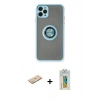 MARSİLYAN™- iPhone 11 Pro Kılıf Yörünge Çizgi - Siyah Polymer Nano Ekran Koruyucu + Renkli Kamera Lens Koruma Cam - YL