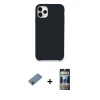 MARSİLYAN™- iPhone 11 Pro Kılıf Zirve Modern Özel Seri - Siyah 34D Hayalet Izgaralı Cam + Shine Kamera Lens Koruma Cam - PE
