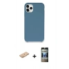 MARSİLYAN™- iPhone 11 Pro Kılıf Zirve Modern Özel Seri - Siyah 34D Hayalet Izgaralı Cam + Renkli Kamera Lens Koruma Cam - TU