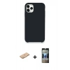 MARSİLYAN™- iPhone 11 Pro Kılıf Zirve Modern Özel Seri - Siyah 34D Hayalet Izgaralı Cam + Renkli Kamera Lens Koruma Cam - TU