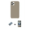 MARSİLYAN™- iPhone 11 Pro Kılıf Zirve Modern Özel Seri - Siyah 34D Hayalet Izgaralı Cam + Shine Kamera Lens Koruma Cam - SH