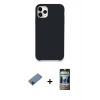 MARSİLYAN™- iPhone 11 Pro Kılıf Zirve Modern Özel Seri - Siyah 34D Hayalet Izgaralı Cam + Shine Kamera Lens Koruma Cam - SH