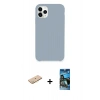 MARSİLYAN™- iPhone 11 Pro Kılıf Zirve Modern Özel Seri - Siyah 34D Izgaralı Cam + Renkli Kamera Lens Koruma Cam - PE