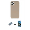 MARSİLYAN™- iPhone 11 Pro Kılıf Zirve Modern Özel Seri - Siyah 34D Izgaralı Cam + Shine Kamera Lens Koruma Cam - PE