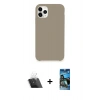 MARSİLYAN™- iPhone 11 Pro Kılıf Zirve Modern Özel Seri - Siyah 34D Izgaralı Cam + Kamera Lens Koruma Cam - SF