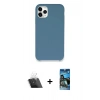 MARSİLYAN™- iPhone 11 Pro Kılıf Zirve Modern Özel Seri - Siyah 34D Izgaralı Cam + Kamera Lens Koruma Cam - SF