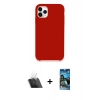MARSİLYAN™- iPhone 11 Pro Kılıf Zirve Modern Özel Seri - Siyah 34D Izgaralı Cam + Kamera Lens Koruma Cam - SF