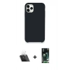 MARSİLYAN™- iPhone 11 Pro Kılıf Zirve Modern Özel Seri - Siyah 360 Mat Full Body Arka Koruyucu + Kamera Lens Koruma Cam - SF