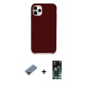 MARSİLYAN™- iPhone 11 Pro Kılıf Zirve Modern Özel Seri - Siyah 360 Mat Full Body Arka Koruyucu + Shine Kamera Lens Koruma Cam - SH