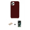 MARSİLYAN™- iPhone 11 Pro Kılıf Zirve Modern Özel Seri - Siyah 360 Mat Full Body Arka Koruyucu + Renkli Kamera Lens Koruma Cam - YL