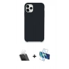 MARSİLYAN™- iPhone 11 Pro Kılıf Zirve Modern Özel Seri - Siyah 3D Antistatik Cam Ekran Koruyucu + Kamera Lens Koruma Cam - SF