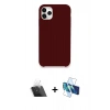 MARSİLYAN™- iPhone 11 Pro Kılıf Zirve Modern Özel Seri - Siyah 3D Antistatik Cam Ekran Koruyucu + Kamera Lens Koruma Cam - SF