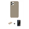 MARSİLYAN™- iPhone 11 Pro Kılıf Zirve Modern Özel Seri - Siyah 3D Antistatik Hayalet Cam Ekran Koruyucu + Renkli Kamera Lens Koruma Cam - PE