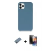 MARSİLYAN™- iPhone 11 Pro Kılıf Zirve Modern Özel Seri - Siyah 3D Antistatik Mat Seramik Nano Ekran Koruyucu + Sierra Blue Shine Kamera Lens Koruma Cam