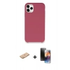 MARSİLYAN™- iPhone 11 Pro Kılıf Zirve Modern Özel Seri - Siyah 3D Antistatik Mat Seramik Nano Ekran Koruyucu + Renkli Kamera Lens Koruma Cam - TU