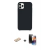 MARSİLYAN™- iPhone 11 Pro Kılıf Zirve Modern Özel Seri - Siyah 3D Antistatik Mat Seramik Nano Ekran Koruyucu + Renkli Kamera Lens Koruma Cam - YL