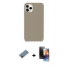 MARSİLYAN™- iPhone 11 Pro Kılıf Zirve Modern Özel Seri - Siyah 3D Antistatik Mat Seramik Nano Ekran Koruyucu + Kırmızı Metal Kamera Lens Koruma Cam