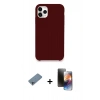 MARSİLYAN™- iPhone 11 Pro Kılıf Zirve Modern Özel Seri - Siyah 3D Antistatik Mat Seramik Nano Ekran Koruyucu + Sierra Blue Shine Kamera Lens Koruma Cam