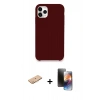 MARSİLYAN™- iPhone 11 Pro Kılıf Zirve Modern Özel Seri - Siyah 3D Antistatik Mat Seramik Nano Ekran Koruyucu + Renkli Kamera Lens Koruma Cam - TU