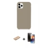 MARSİLYAN™- iPhone 11 Pro Kılıf Zirve Modern Özel Seri - Siyah 3D Antistatik Mat Seramik Nano Ekran Koruyucu + Renkli Kamera Lens Koruma Cam - TU