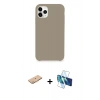 MARSİLYAN™- iPhone 11 Pro Kılıf Zirve Modern Özel Seri - Siyah 3D Antistatik Seramik Nano Ekran Koruyucu + Renkli Kamera Lens Koruma Cam - TU