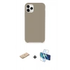 MARSİLYAN™- iPhone 11 Pro Kılıf Zirve Modern Özel Seri - Siyah 3D Antistatik Seramik Nano Ekran Koruyucu + Renkli Kamera Lens Koruma Cam - PE
