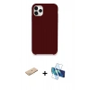 MARSİLYAN™- iPhone 11 Pro Kılıf Zirve Modern Özel Seri - Siyah 3D Antistatik Seramik Nano Ekran Koruyucu + Renkli Kamera Lens Koruma Cam - PE