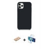 MARSİLYAN™- iPhone 11 Pro Kılıf Zirve Modern Özel Seri - Siyah 3D Antistatik Seramik Nano Ekran Koruyucu + Renkli Kamera Lens Koruma Cam - TU