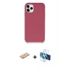 MARSİLYAN™- iPhone 11 Pro Kılıf Zirve Modern Özel Seri - Siyah 3D Antistatik Seramik Nano Ekran Koruyucu + Renkli Kamera Lens Koruma Cam - TU