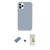 MARSİLYAN™- iPhone 11 Pro Kılıf Zirve Modern Özel Seri - Siyah Mat Seramik Nano Ekran Koruyucu + Gümüş Shine Kamera Lens Koruma Cam