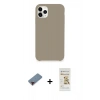 MARSİLYAN™- iPhone 11 Pro Kılıf Zirve Modern Özel Seri - Siyah Mat Seramik Nano Ekran Koruyucu + Kırmızı Metal Kamera Lens Koruma Cam