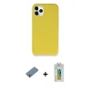 MARSİLYAN™- iPhone 11 Pro Kılıf Zirve Modern Özel Seri - Siyah Polymer Nano Ekran Koruyucu + Gümüş Shine Kamera Lens Koruma Cam