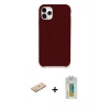 MARSİLYAN™- iPhone 11 Pro Kılıf Zirve Modern Özel Seri - Siyah Polymer Nano Ekran Koruyucu + Yeşil Renkli Kamera Lens Koruma Cam