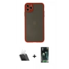 MARSİLYAN™- iPhone 11 Pro Max Kılıf Ahenk Çizgi Serisi - Şeffaf 360 Full Body Arka Koruyucu + Kamera Lens Koruma Cam - SF