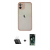 MARSİLYAN™- iPhone 11 Pro Max Kılıf Ahenk Çizgi Serisi - Şeffaf 360 Full Body Arka Koruyucu + Kamera Lens Koruma Cam - SF