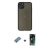 MARSİLYAN™- iPhone 11 Pro Max Kılıf Ahenk Çizgi Serisi - Şeffaf 360 Full Body Arka Koruyucu + Metal Kamera Lens Koruma Cam - GD