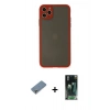 MARSİLYAN™- iPhone 11 Pro Max Kılıf Ahenk Çizgi Serisi - Şeffaf 360 Full Body Arka Koruyucu + Metal Kamera Lens Koruma Cam - GS