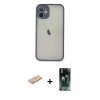 MARSİLYAN™- iPhone 11 Pro Max Kılıf Ahenk Çizgi Serisi - Şeffaf 360 Full Body Arka Koruyucu + Pembe Renkli Kamera Lens Koruma Cam