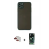 MARSİLYAN™- iPhone 11 Pro Max Kılıf Ahenk Çizgi Serisi - Şeffaf 360 Full Body Arka Koruyucu + Pers Alüminyum Kamera Lens - KI