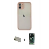 MARSİLYAN™- iPhone 11 Pro Max Kılıf Ahenk Çizgi Serisi - Şeffaf 360 Full Body Arka Koruyucu + Rainbow Kamera Lens Koruma Cam - GD