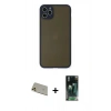 MARSİLYAN™- iPhone 11 Pro Max Kılıf Ahenk Çizgi Serisi - Şeffaf 360 Full Body Arka Koruyucu + Rainbow Kamera Lens Koruma Cam - GD
