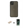 MARSİLYAN™- iPhone 11 Pro Max Kılıf Ahenk Çizgi Serisi - Şeffaf 360 Full Body Arka Koruyucu + Renkli Kamera Lens Koruma Cam - YL