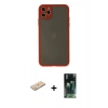 MARSİLYAN™- iPhone 11 Pro Max Kılıf Ahenk Çizgi Serisi - Şeffaf 360 Full Body Arka Koruyucu + Renkli Kamera Lens Koruma Cam - YL