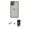 MARSİLYAN™- iPhone 11 Pro Max Kılıf Ahenk Çizgi Serisi - Şeffaf 360 Full Body Arka Koruyucu + Renkli Kamera Lens Koruma Cam - YL