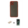 MARSİLYAN™- iPhone 11 Pro Max Kılıf Ahenk Çizgi Serisi - Şeffaf 360 Full Body Arka Koruyucu + Renkli Kamera Lens Koruma Cam - SI
