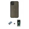 MARSİLYAN™- iPhone 11 Pro Max Kılıf Ahenk Çizgi Serisi - Şeffaf 360 Full Body Arka Koruyucu + Shine Kamera Lens Koruma Cam - GD