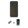 MARSİLYAN™- iPhone 11 Pro Max Kılıf Ahenk Çizgi Serisi - Şeffaf 360 Full Body Arka Koruyucu + Siyah Shine Kamera Lens Koruma Cam