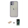 MARSİLYAN™- iPhone 11 Pro Max Kılıf Ahenk Çizgi Serisi - Şeffaf 360 Full Body Arka Koruyucu + Turuncu Renkli Kamera Lens Koruma Cam