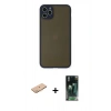 MARSİLYAN™- iPhone 11 Pro Max Kılıf Ahenk Çizgi Serisi - Şeffaf 360 Full Body Arka Koruyucu + Turuncu Renkli Kamera Lens Koruma Cam